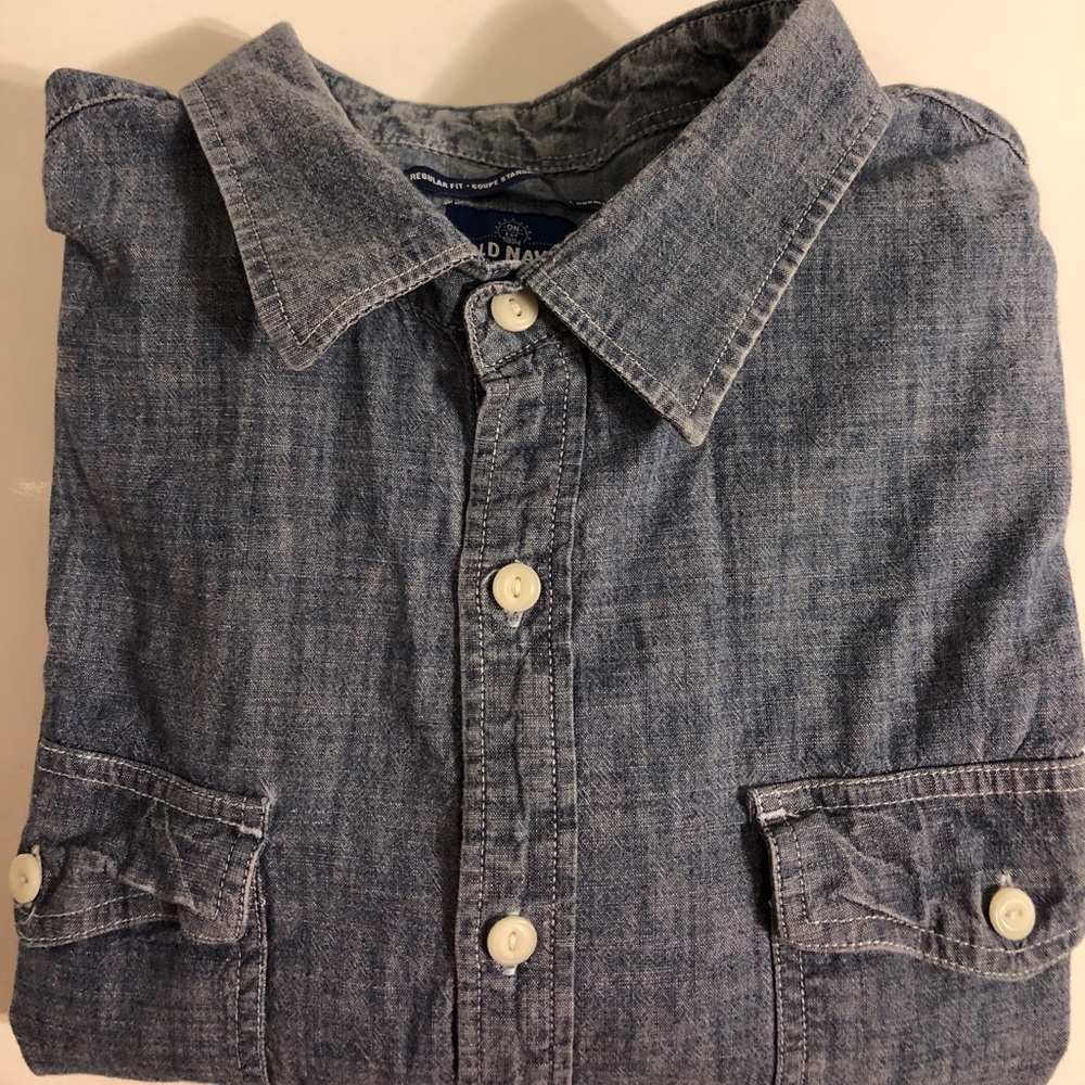 Light weight denim button down shirt. XXL Tall